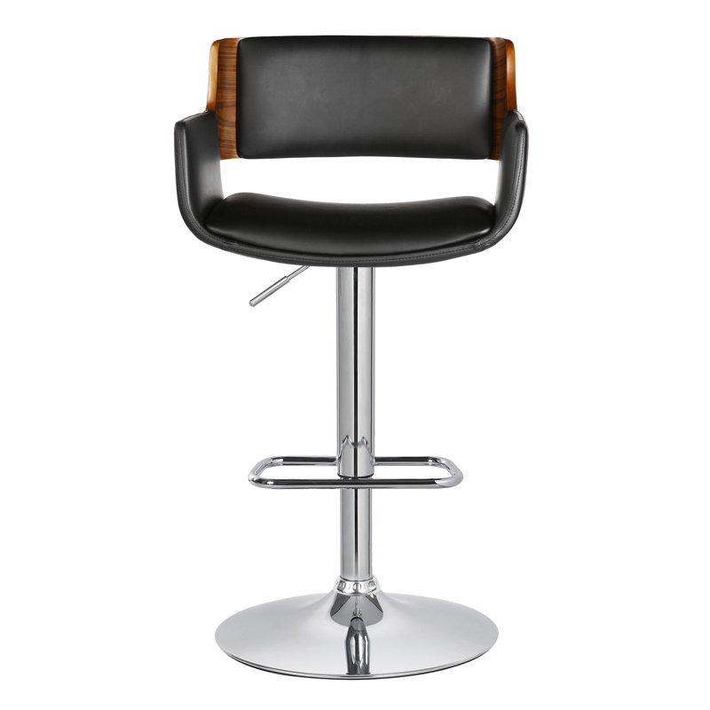 Swivel Upholstered Adjustable Height Counter Stool with Metal Frame, Black