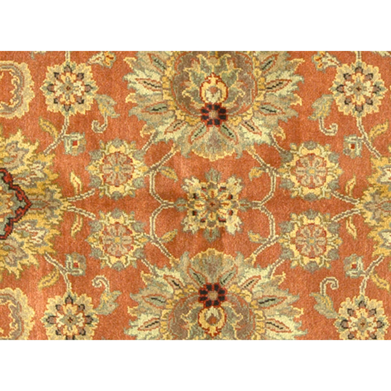 Hand Knotted Wool Oriental Area Rug in Rust And Ivory