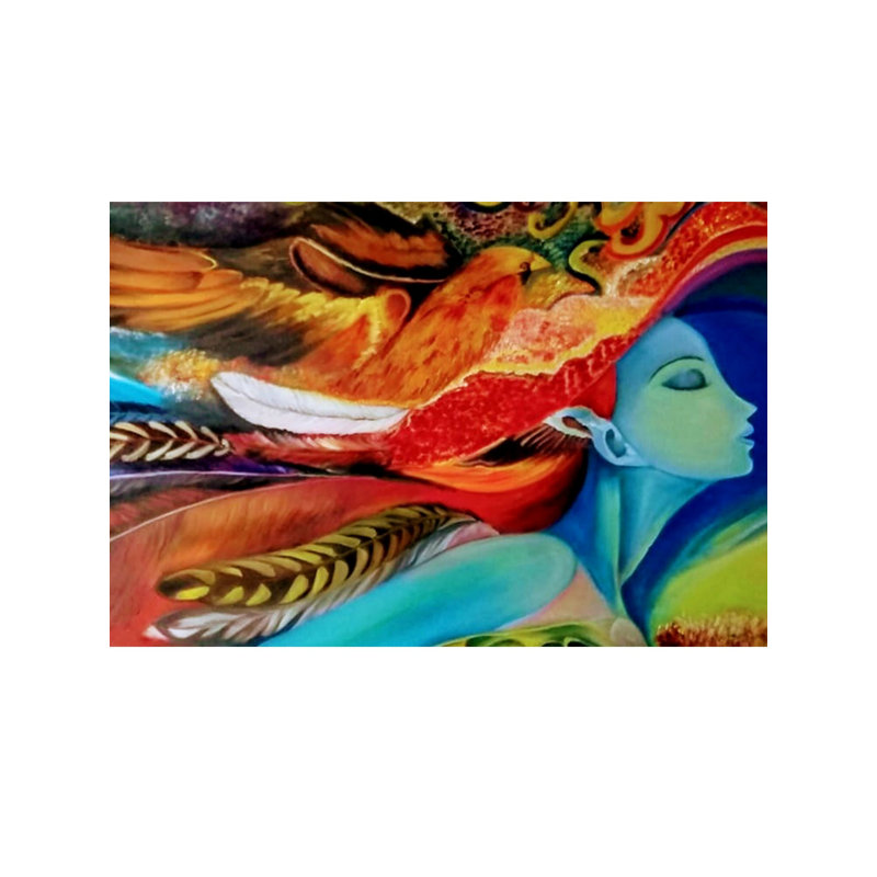 Ange coloré attrayant | Huile sur toile | Par Yogita Makadia