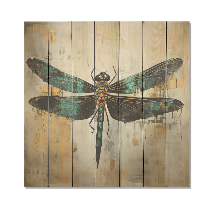Élégance de la libellule verte - Animal libellule sur bois, H 15 po x l 15 po