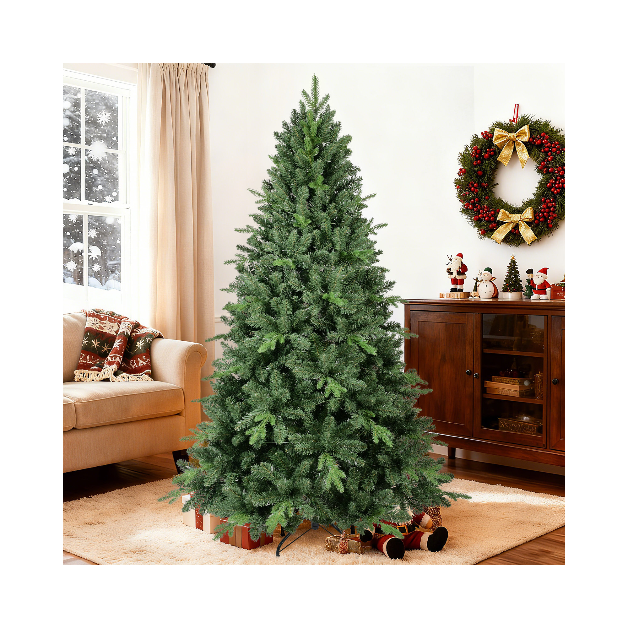 Unlit Hinged Spruce Christmas Trees , 5'