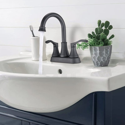 Robinet de salle de bain noir mat 4 pouces, bec pivotant à 360 ° avec bonde escamotable, matériau en métal robuste, et bulles de rouille et d'eau, cartouche de disque en céramique goutte à goutte, poignées doubles élégantes pour plus de précision