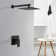 Matte Black Brass Shower System With Rough-in Valve