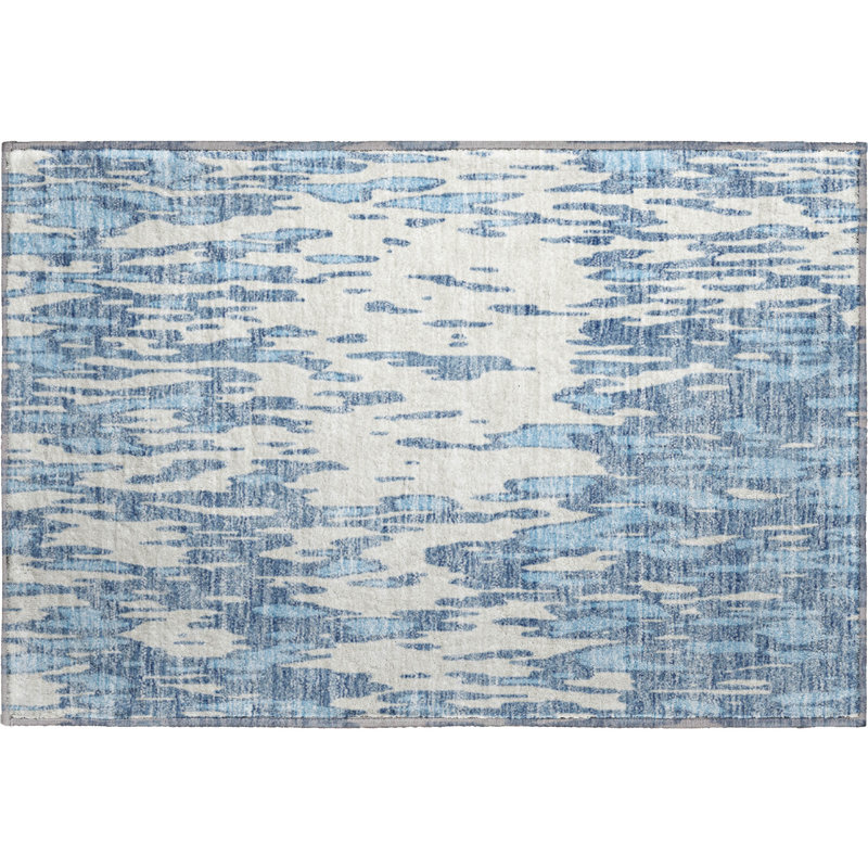 Premium Machine Washable Prisco Denim Rug, Rectangle 1'8" x 2'6"