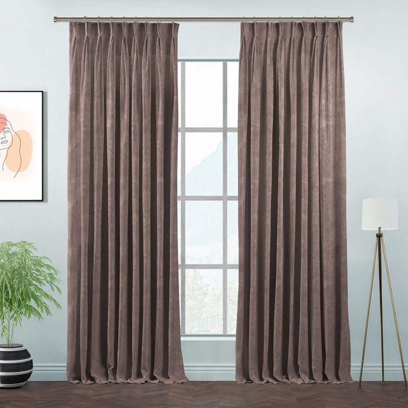 Room Darkening Single Curtain Panel, Rosy Brown, 130 W x 245 D cm