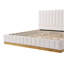 Très grande base de lit avec tête de lit tapissier épaisse en lin, base en bois, beige-357763014