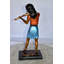 Statue Givanna, jeune fille jouant du violon paisiblement en bronze, taille: 10 po x 5 po x H 21 po