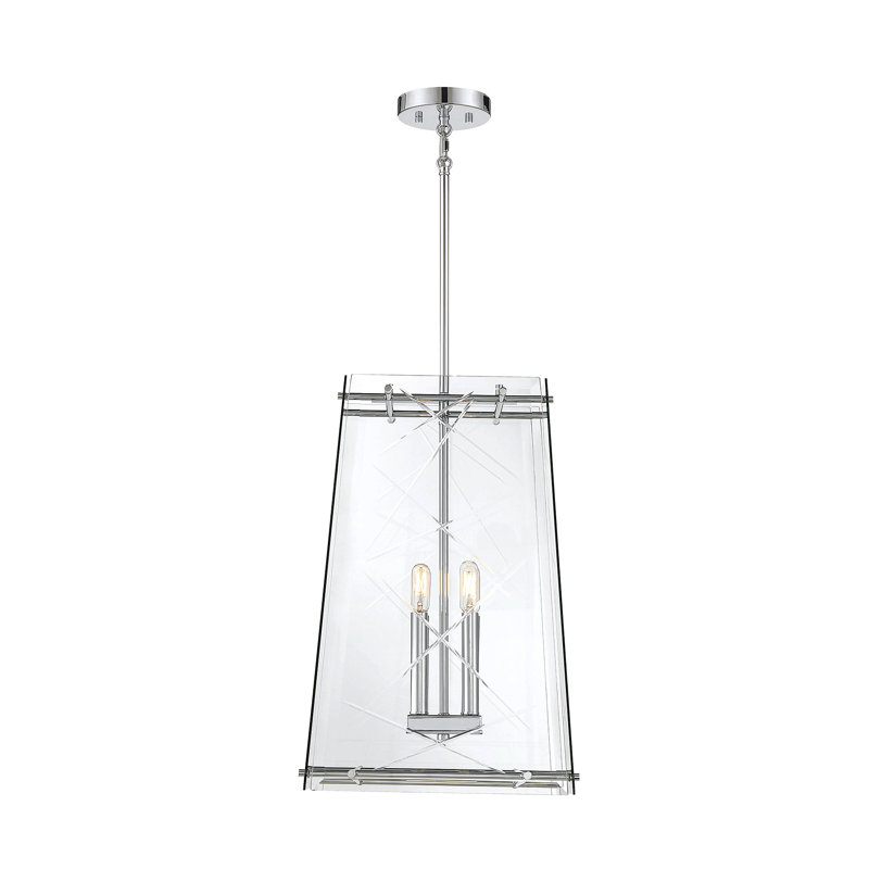 Luminaire suspendu 4 lumières en chrome poli, Chrome