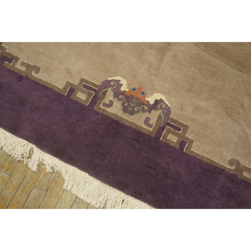Antique Art Deco Room Size Wool Ivory Rug