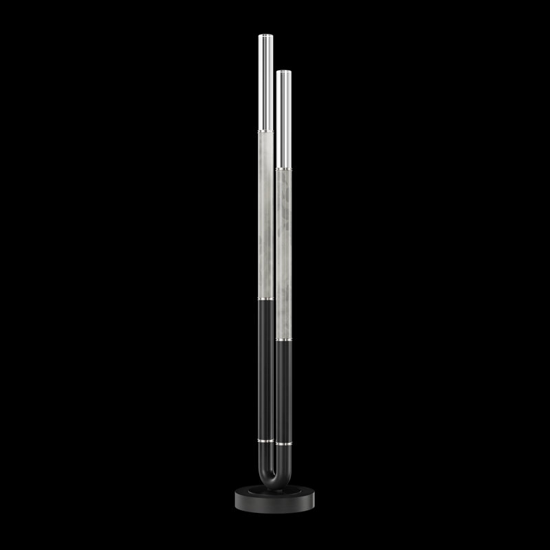 Antonia 71.5"H Floor Lamp, Black/Nickel/Smoke