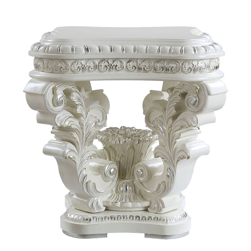 Table de bout carrée blanche antique