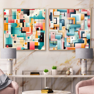 Corstiaan - Ensemble de 2 collages abstraits carrés