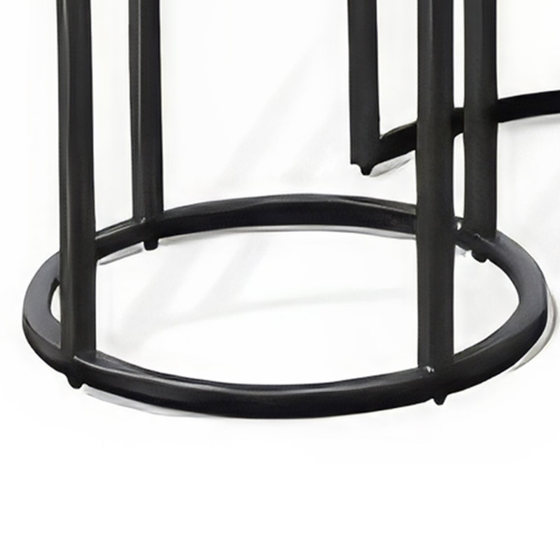 Flint 2 Piece Nesting Table Set, Dark Brown Mahogany, Black Metal Base