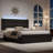Modern Faux Leather Bed Frame with Upholstered Headboard and LED Lights-1097430510-1097430515