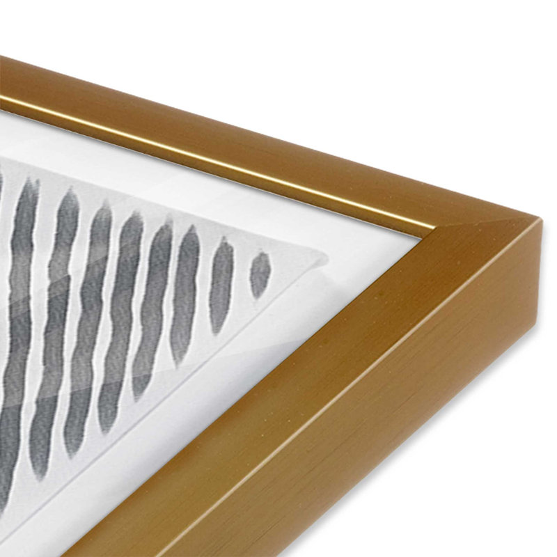 Illusion linéaire IV, H 13,75 po x l 13,75 po, Cadre simple en or poli