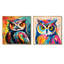 Chouettes colorées Popart I, ensemble de 2 impressions sur toile-1669225888-1669225889