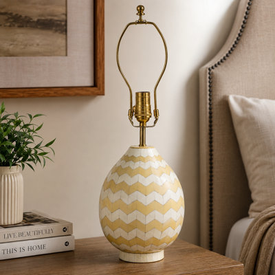 Handcrafted Cream Bone Table Lamp Base 