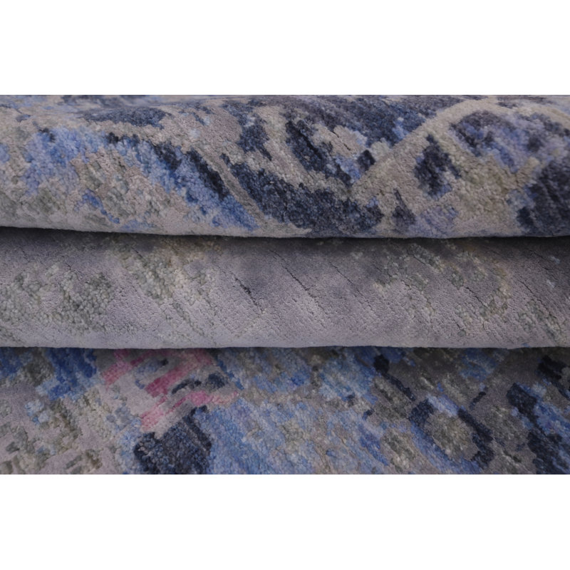 Tapis gris de haute qualité noué à la main