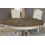 Table de salle à manger, plateau rond brun de 60 po, base piédestal sculptée, blanc-871091595