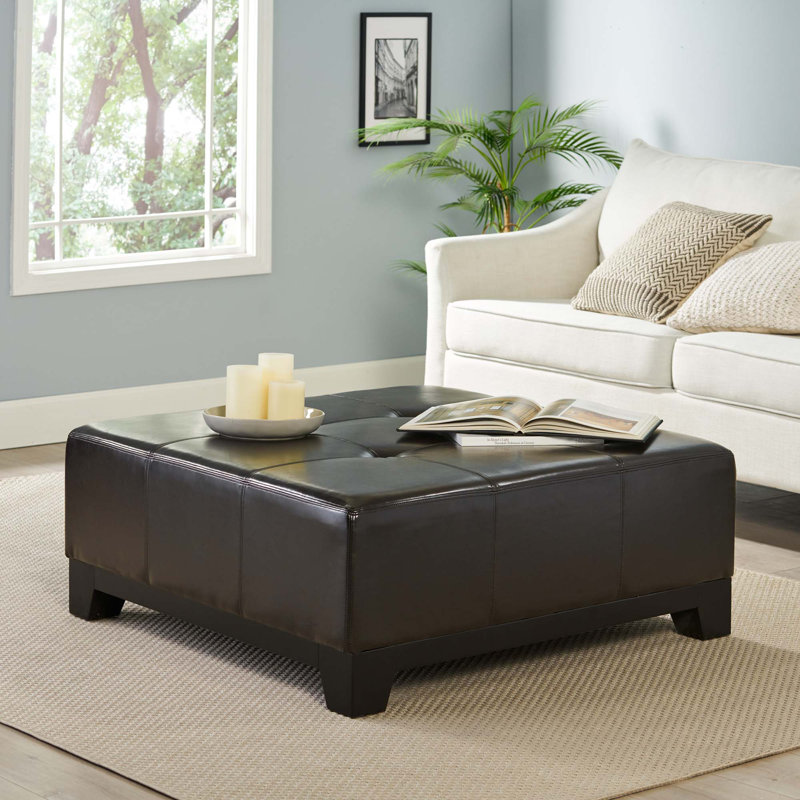 Repose-pieds cocktail en cuir capitonné Afsheen, Dark Grey