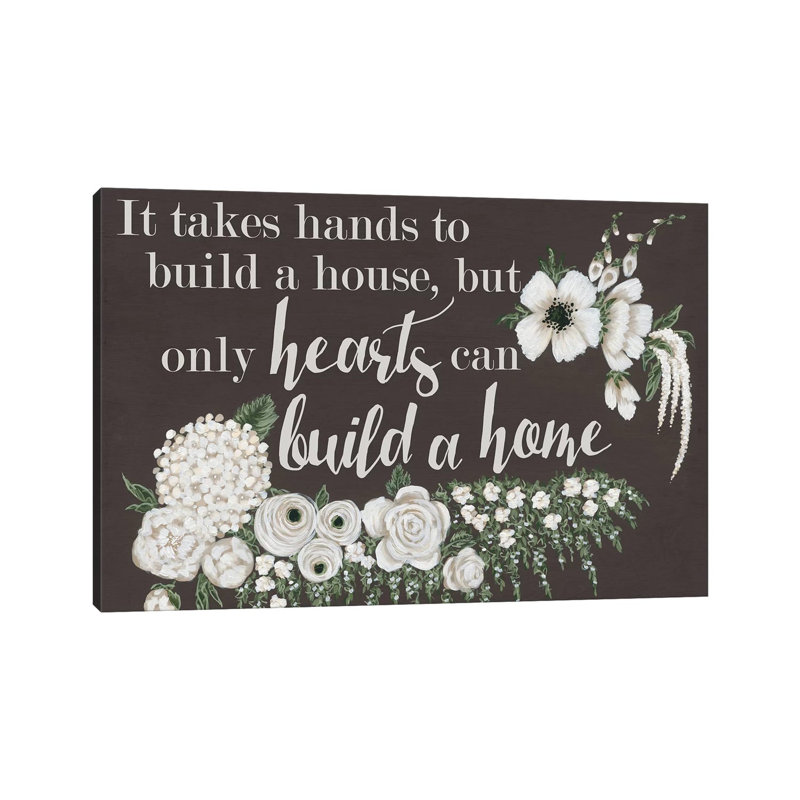 Hearts Can Build A Home - Wrapped Canvas Print, 20.32 cm H x 30.48 cm W