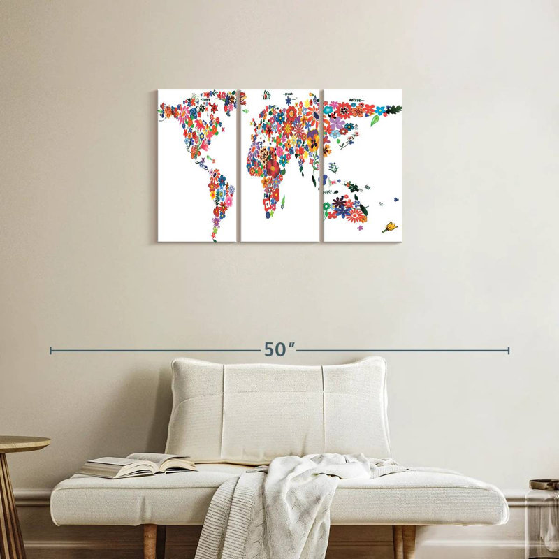 Carte du monde des fleurs Harnek, H 20 po x l 33 po
