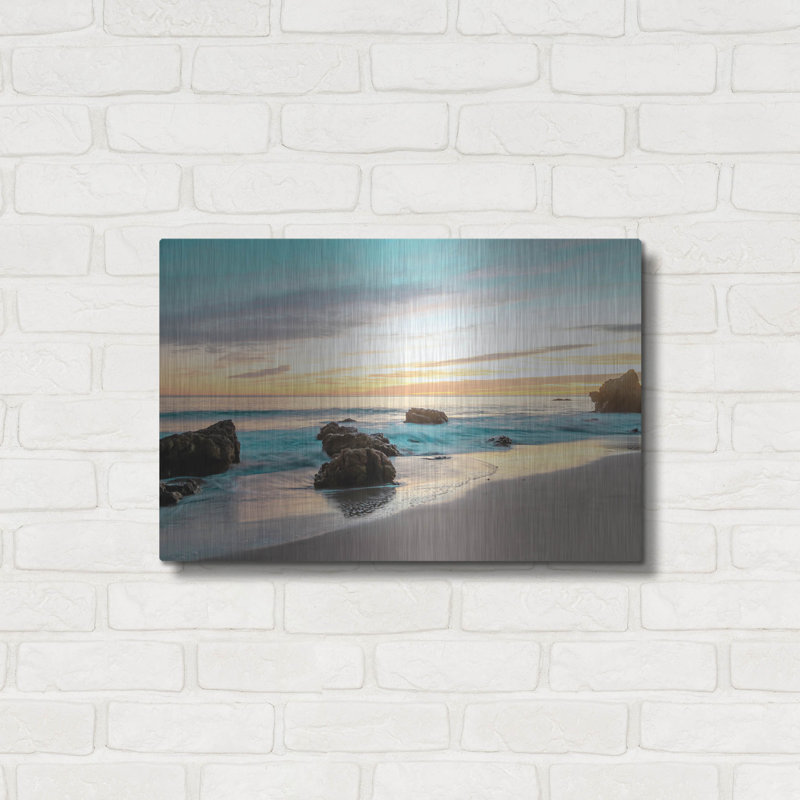 Art mural en métal luxueux «Malibu Sunset» par Elena Chukhlebova, 24 po x 16 po, H 16 po x l 24 po