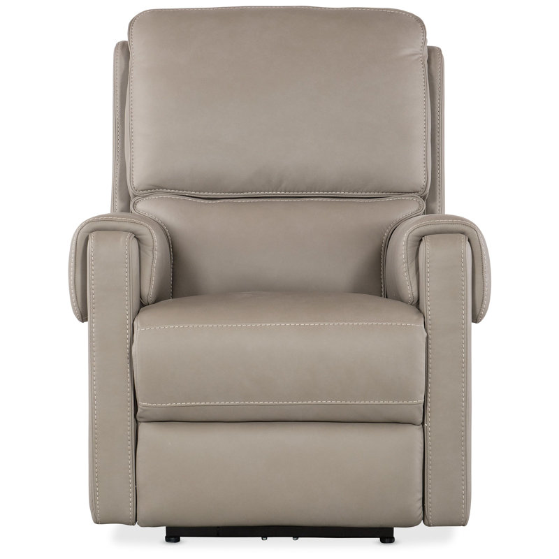 Nakila Upholstered Power Recliner with Articulating Headrest, Light Gray