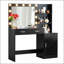 Bureau de coiffeuse élégant avec miroir et lumières DEL réglables, coiffeuse 46,4 po avec tiroirs spacieux et rangement pour les chambres modernes