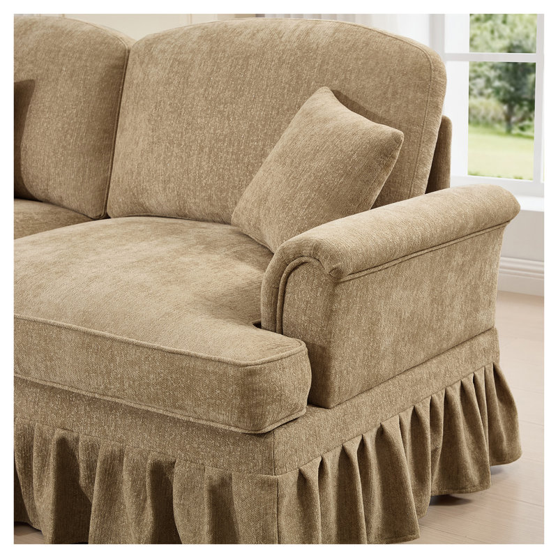 Canapé modulaire en chenille 4 places l 137,8 po x P 55,1 po x H 36,6 po Urban Ins, Chenille beige, Left Hand Facing