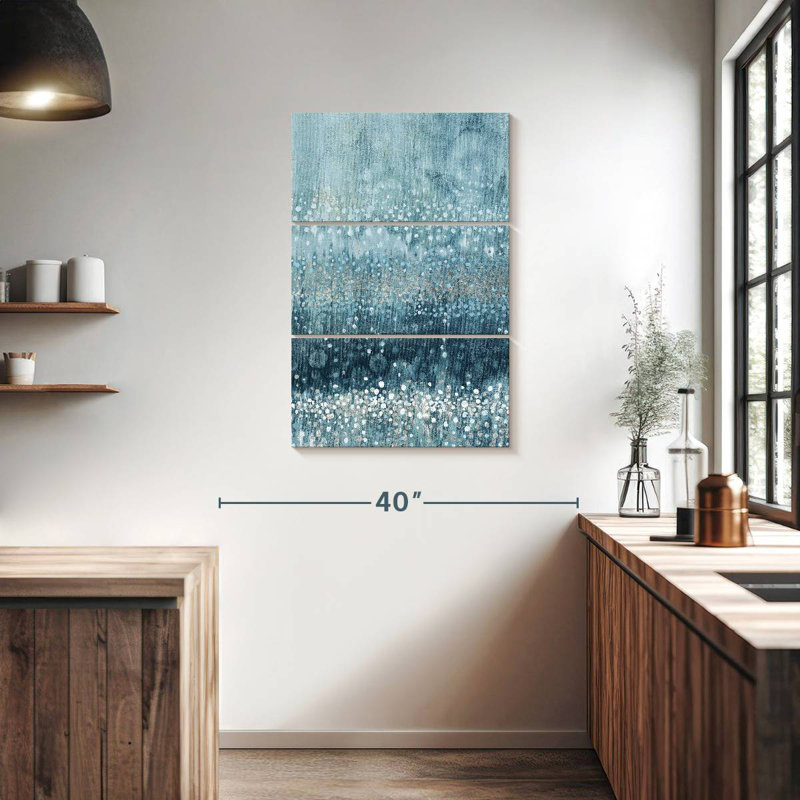 Avery Rain Abstract II Blue Silver, 38" H x 24" W
