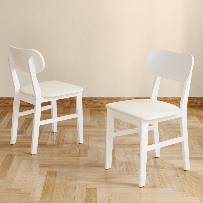 Englehart Rubber Wood Dining Chairs Set Of 2, Cream/White