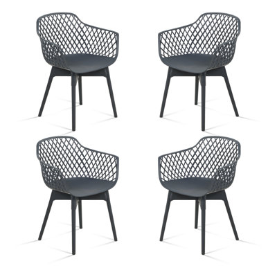 Modern Dining Chairs Set of 4, Weather-Resistant Plastic Cafe Chairs with Ergonomic Back and Non-Slip Pad