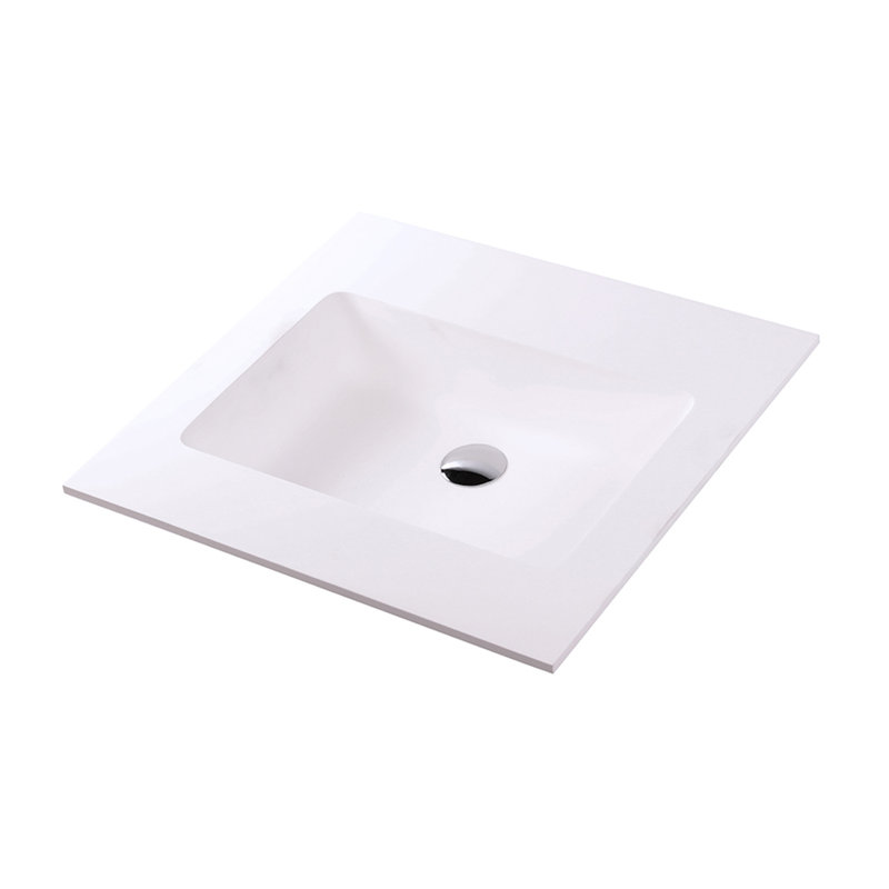 Kubitop 24'' L Bathroom Sink, Gloss White, 0 Hole