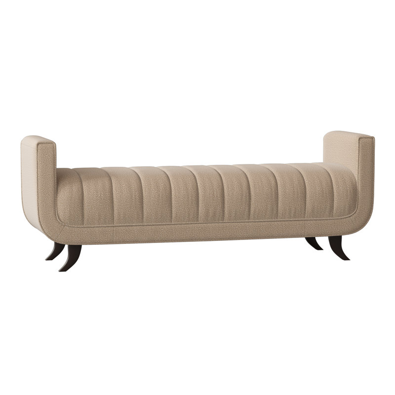 Salon Upholstered Bench, American Walnut, Maya Wheat