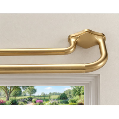 For blackout or room-darkening panels, this gold heavy duty double window curtain rod adjusts from 48-88 Inch and includes aluminum finials and bracket.