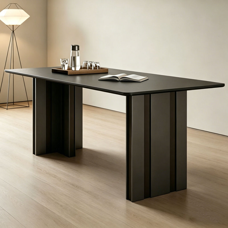 Table de salle à manger rectangulaire moderne noir, H 29,5 po x L 70,9 po x l 35,4 po