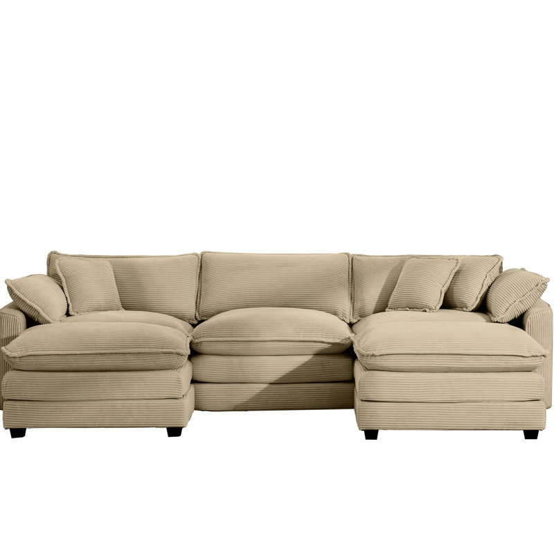 Velours côtelé brun clair avec assise large pour un lit confortable et plus polyvalent