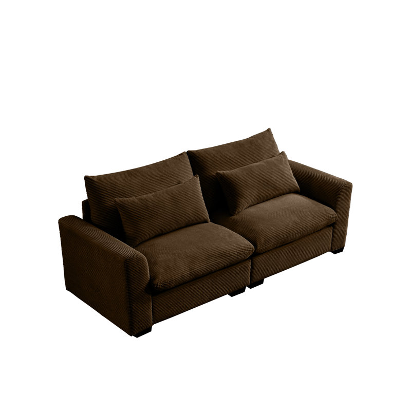 Nand Corduroy Sofa Couch, Deep Seat Couches For Modern Living Room/Apartment/Office, Brown