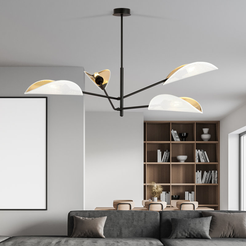 4 - Light Chandelier, White/Gold