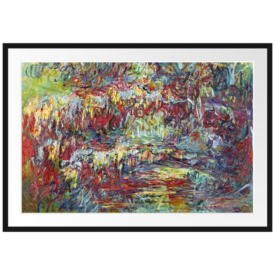 Gerahmter Kunstdruck Japanese Bridge over Lily Pond V von Claude Monet