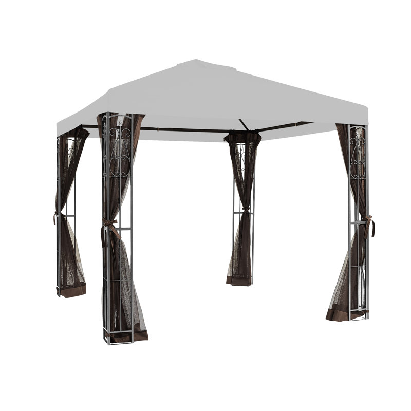 APEX GARDEN Brown Fabric Screen for Gazebo
