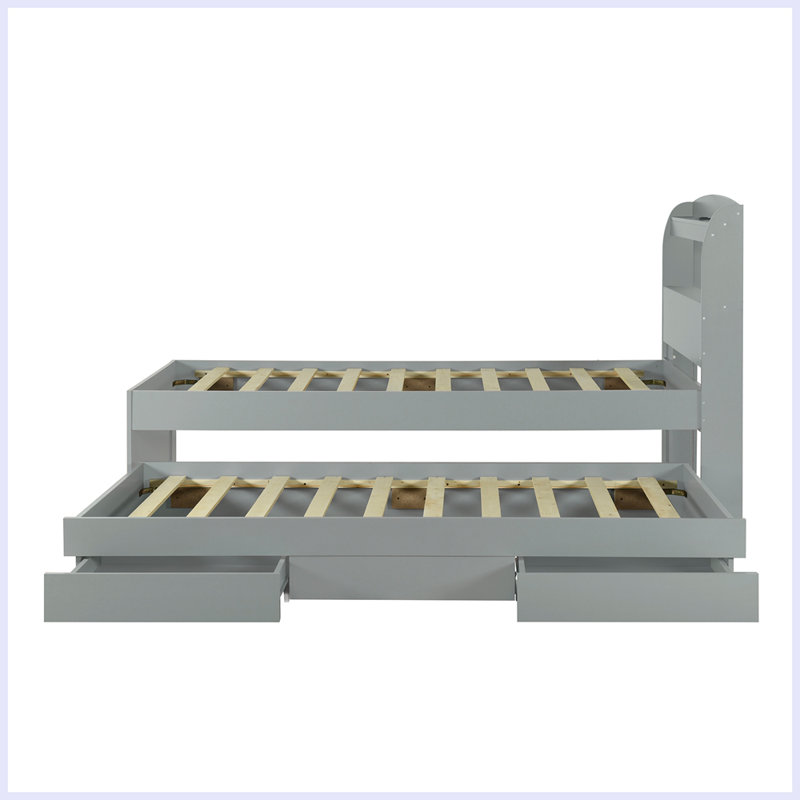 Ashantis Platform Storage Bed, Twin, Gray