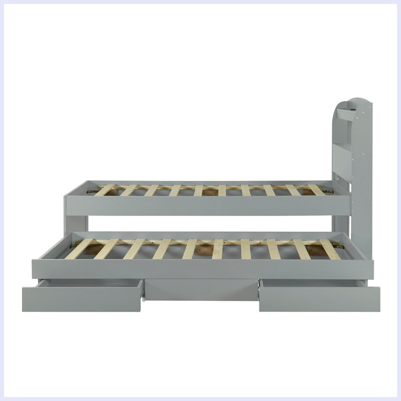 Ashantis Platform Storage Bed, Twin, Gray