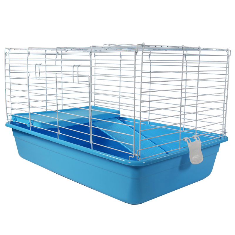 Blue and White Multi-Level Small Animal Cage with Ramp