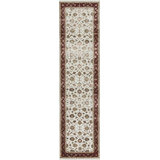 Hand-Knotted High-Quality Ivory and Red Runner