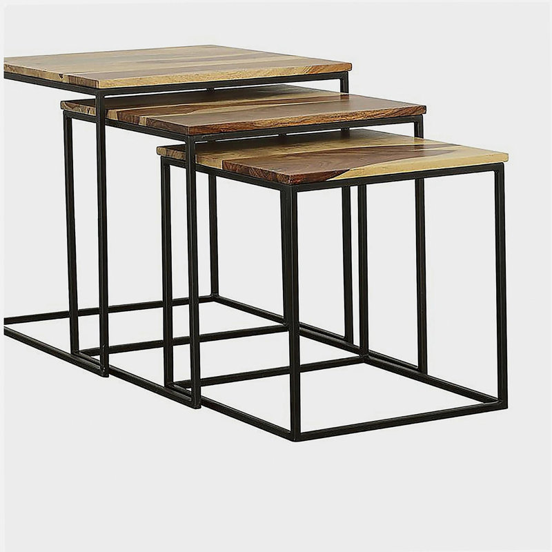 Natural Black 3-Piece Nesting Table Set