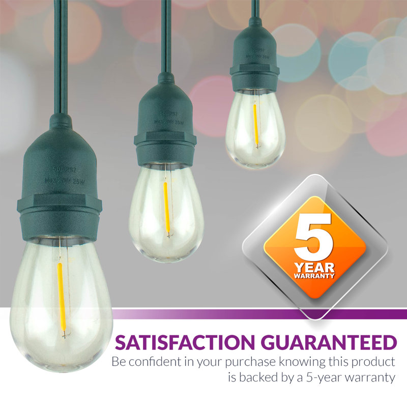 48' Green LED Outdoor String Lights with 15 Bulbs