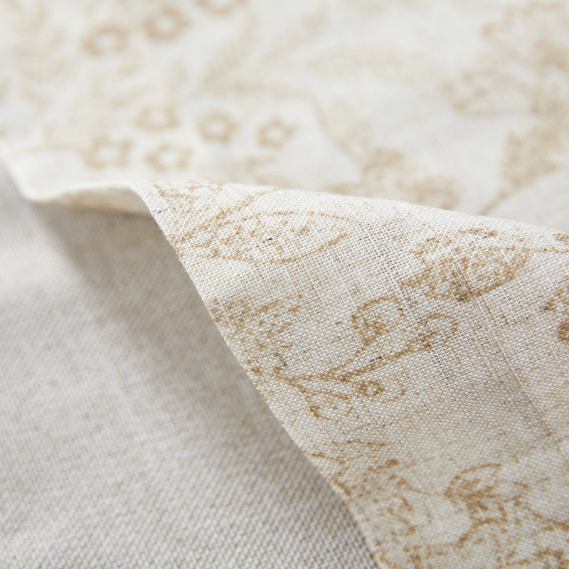 Cantonnière en lin à motif floral, 50" W x 18" L, Tanné