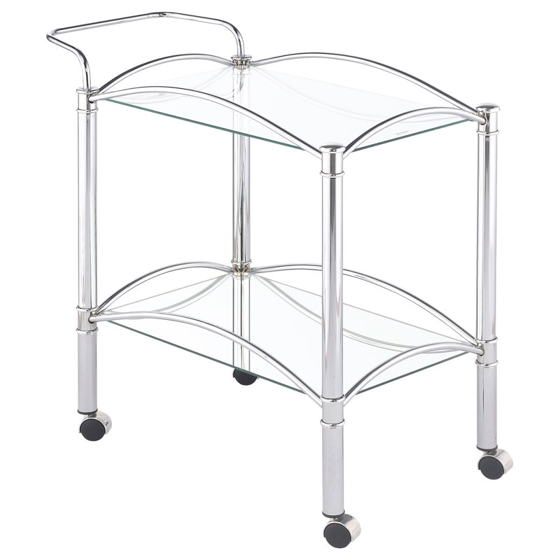 Chariot-bar rectangulaire en verre à 2 niveaux Porch & Den